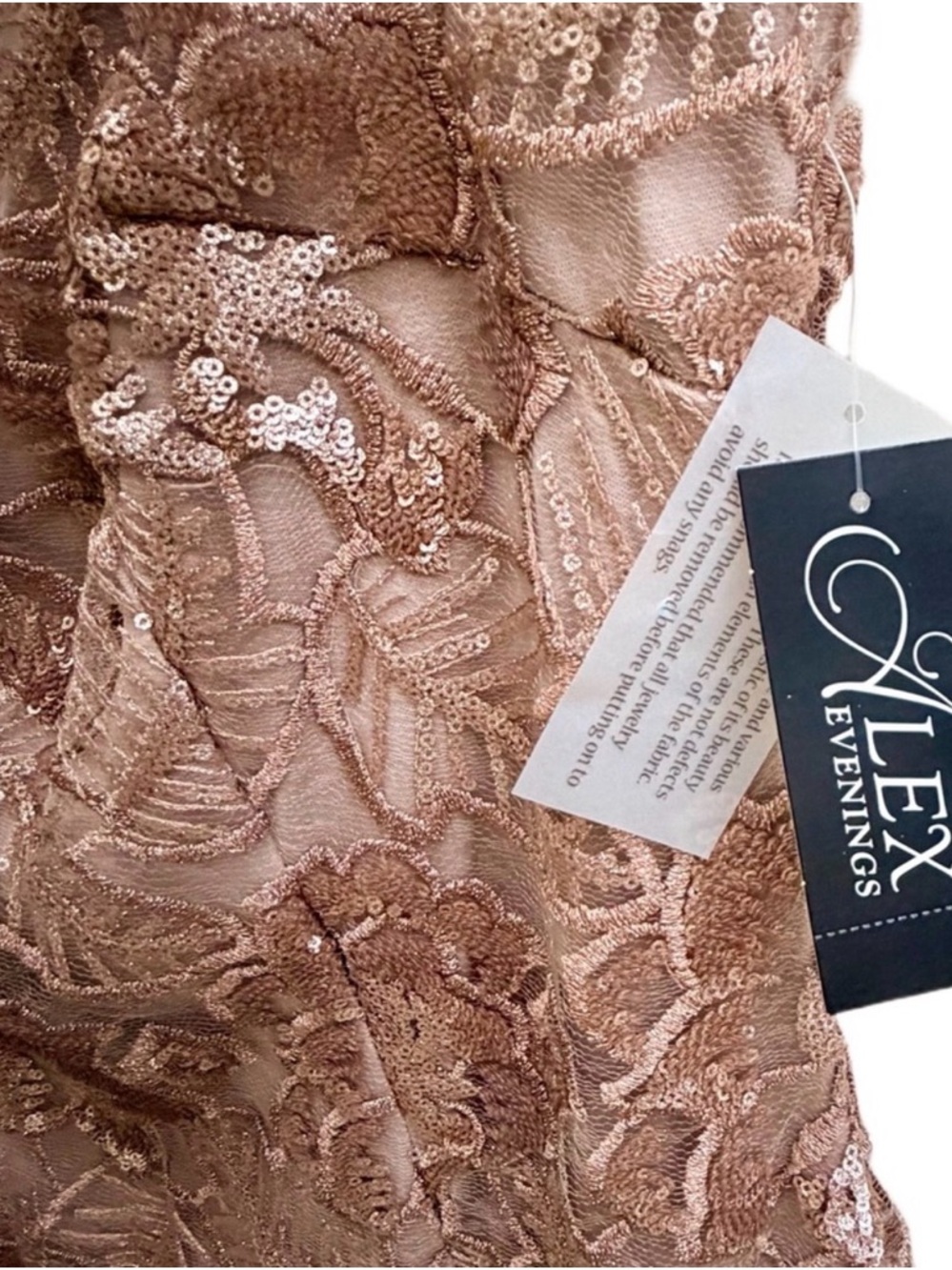 Alex Evenings Rose Gold Lace Sequin Midi Dress - Picture 4 of 15